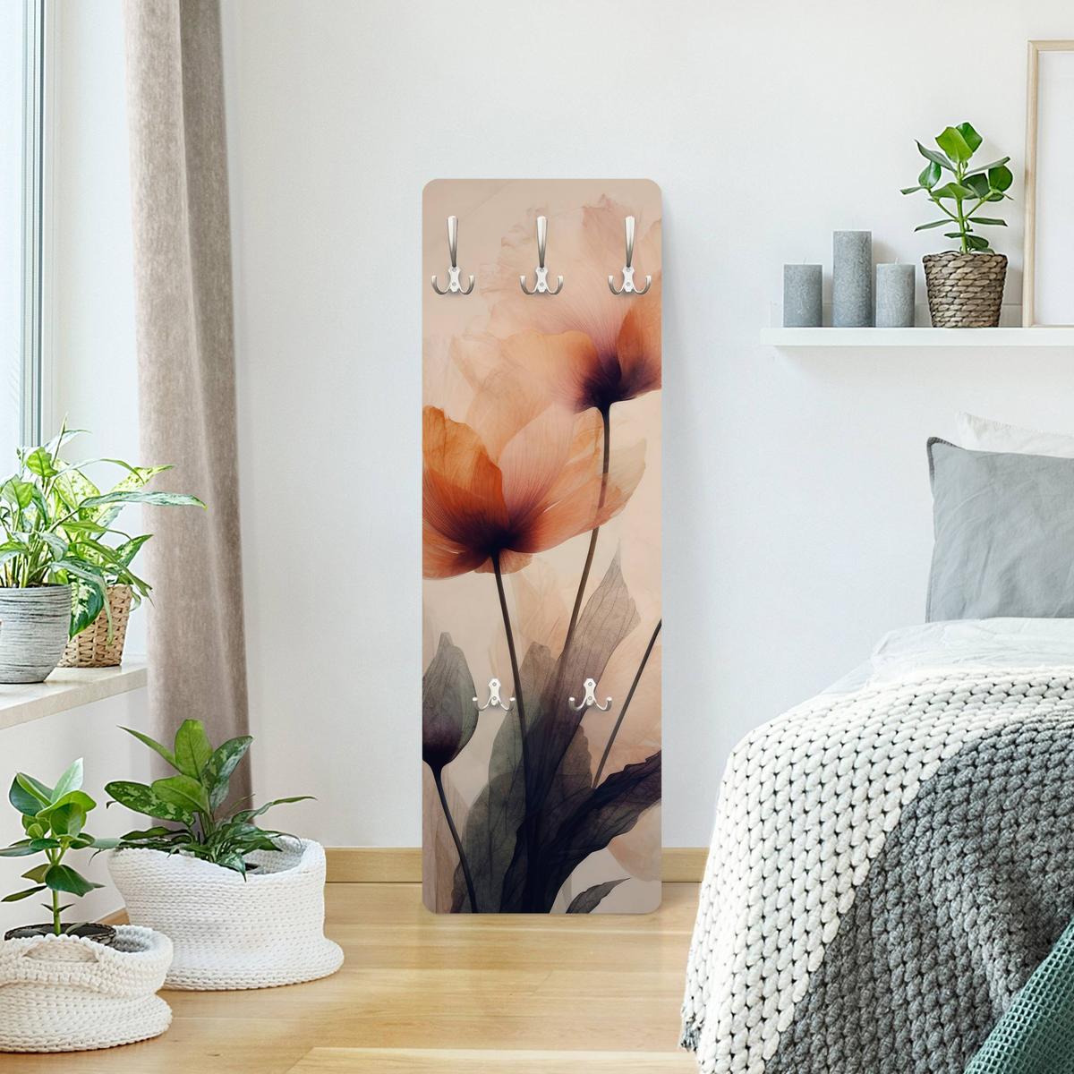 WANDGARDEROBE - Pergamentblumen 34/105 cm - Beige, Holzwerkstoff (34/105/1.6cm) - Bilderwelten