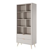 REGAL Vespasia 2S Beige 88,2/193,8/38 cm – Geriffelten Fronten - Beige/Goldfarben, Holzwerkstoff/Metall (88.2/193.8/38cm) - AX Living