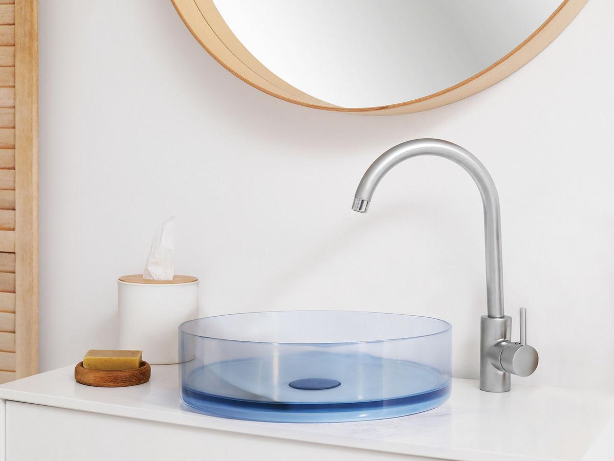 AUFSATZWASCHBECKEN Hellblau 36 cm Mineralwerkstoff Tolosa - Blau/Hellblau, Keramik (36/10/36cm) - Beliani