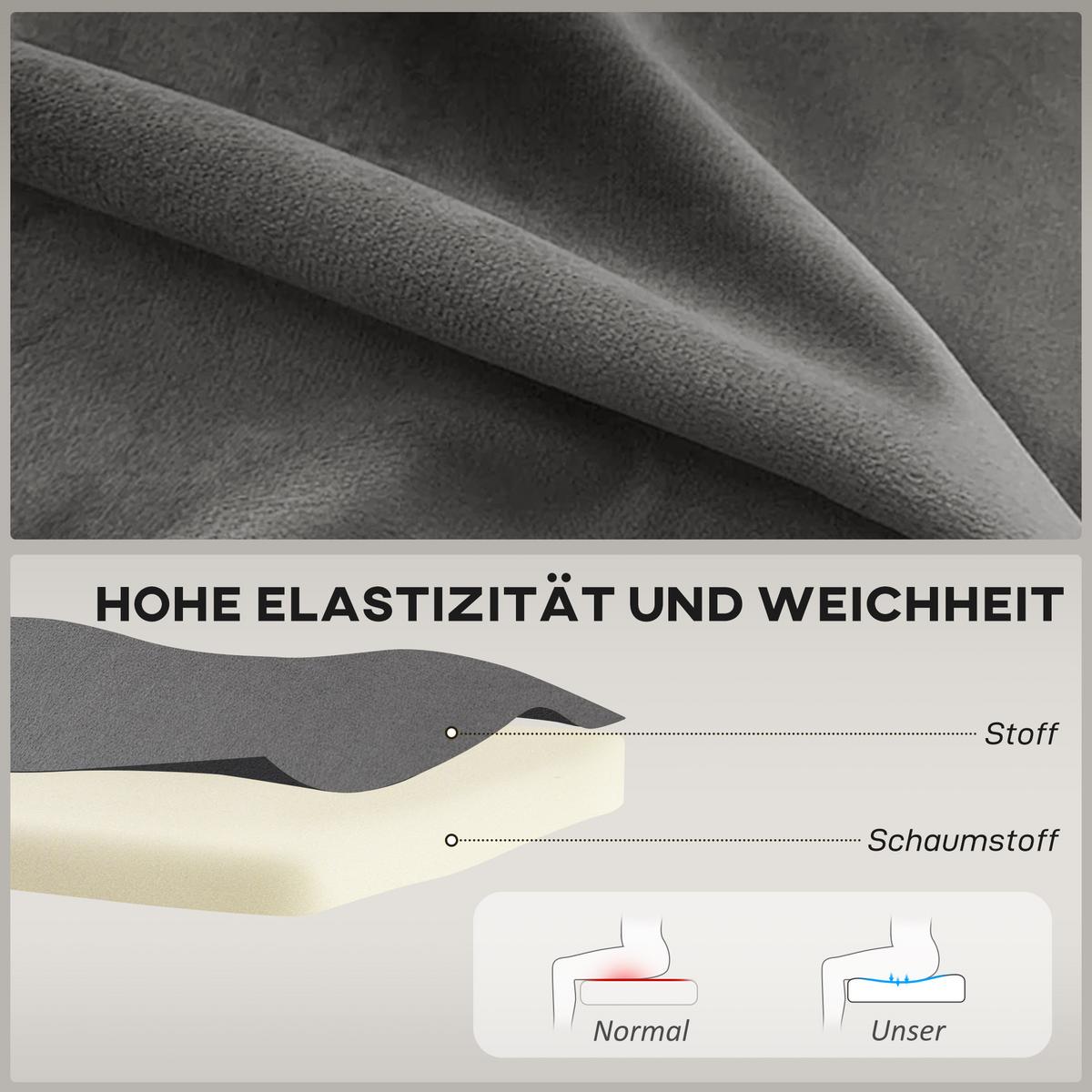 SOFA Polyester Dunkelgrau - Dunkelgrau/Grau, Holz/Textil (56.5/77/117cm) - HOMCOM