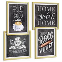 BILDER SET 4er Set - 50x50 cm & 40x60 cm Goldrahmen - Kaffeeroller, heimelige Wärme - Goldfarben, Kunststoff (50/50cm) - TULUP