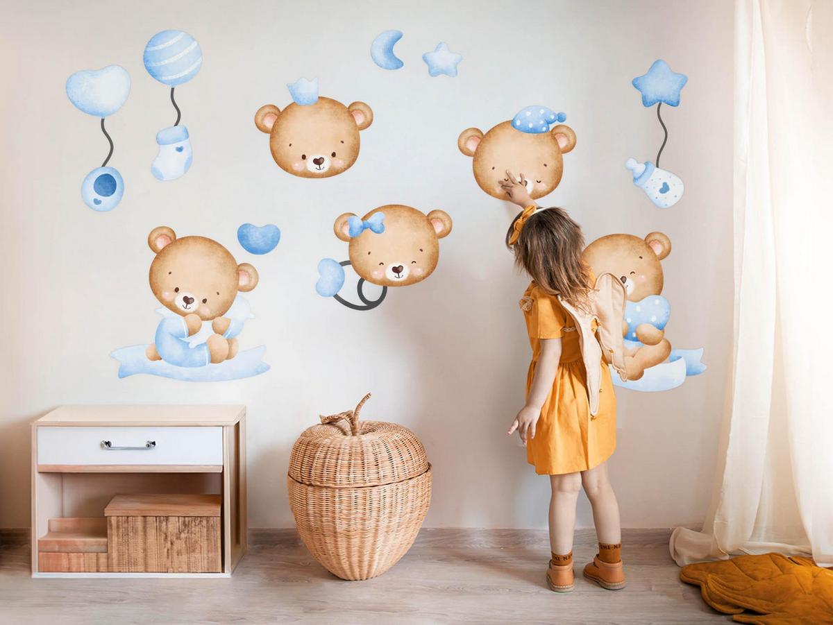 WANDAUFKLEBER 130x181cm - Kleine Bären - Multicolor, Kunststoff (130/181/0.1cm) - Wallfluent