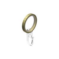 FLACHRINGE MIT EINLAGE UND FALTENHAKEN FÜR GARDINENSTANGEN 16 mm Ø, Messing-Optik, Packung 10 Stück - Messingfarben, Metall (16cm) - INTERDECO