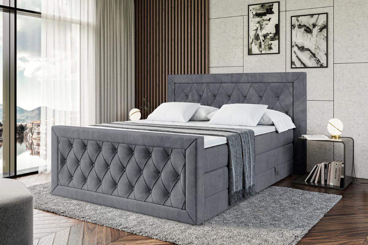 BOXSPRINGBETT NOEL-Z KING - 200 x 200 - H3/H4 - Dunkelgrau - Dunkelgrau, Holzwerkstoff (200/200cm) - ALTDECOR