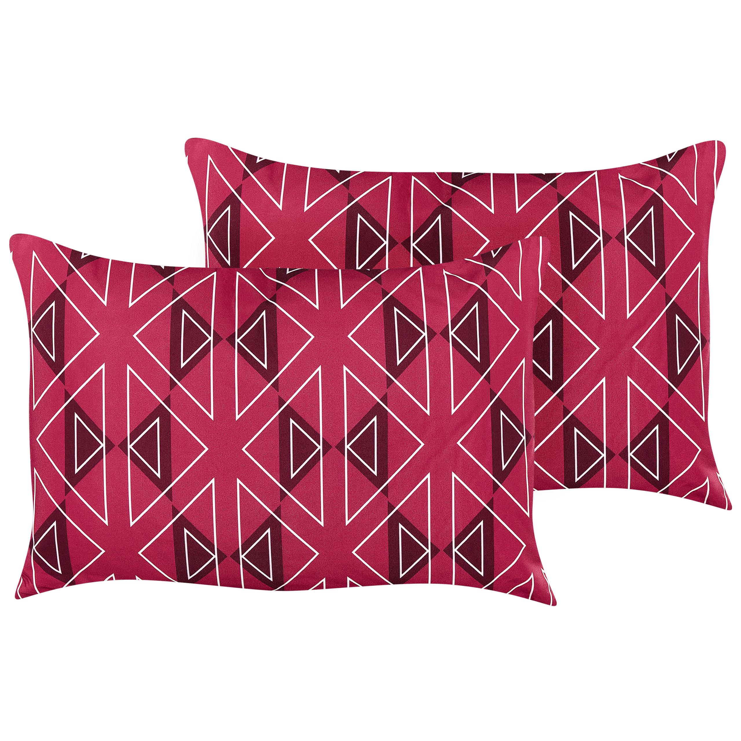 GARTENKISSEN 2er-Set geometrischem Muster rosa 40/60 cm Mezzano - Violett, Textil (40/60cm) - Beliani