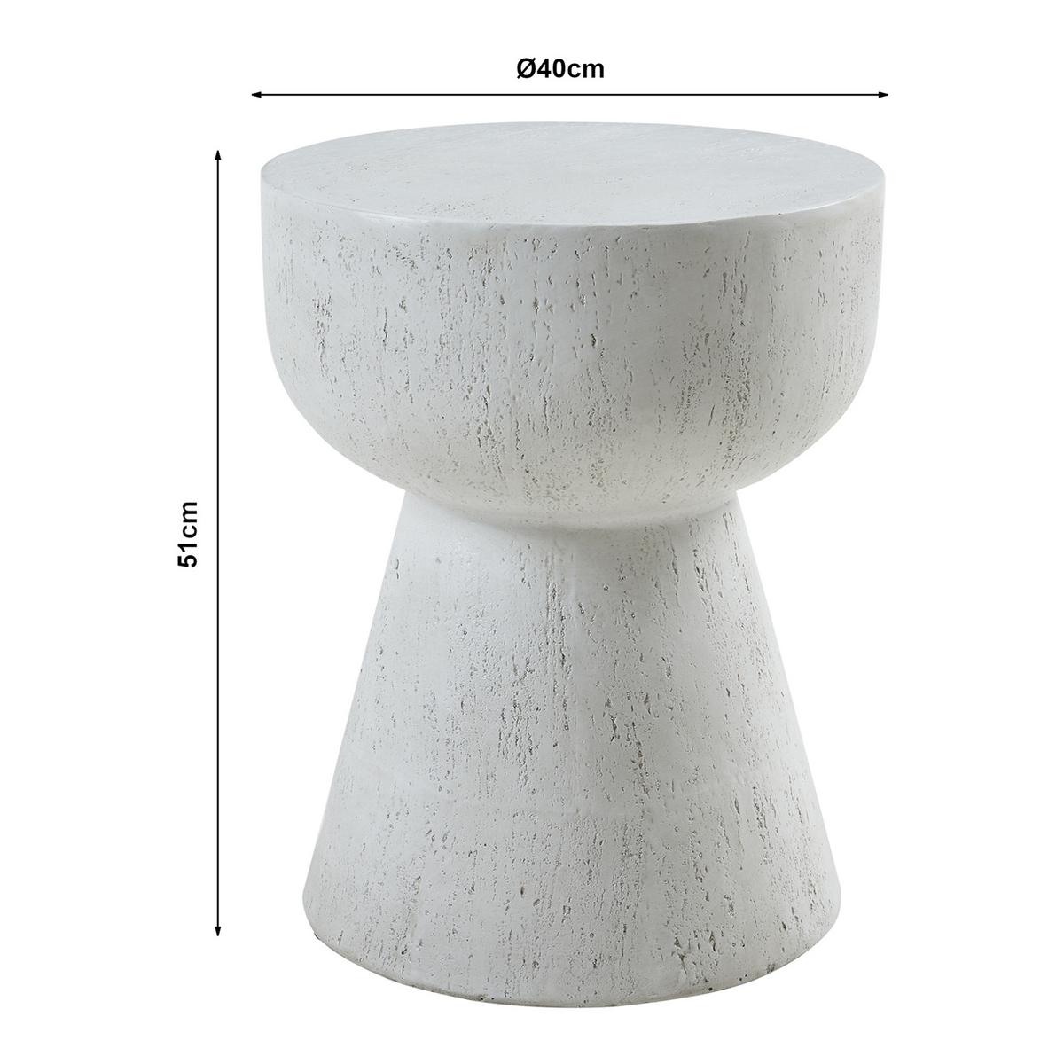 BEISTELLTISCH Oulvepijanse - Weiß, Stein (40/40/51cm) - [en.casa]