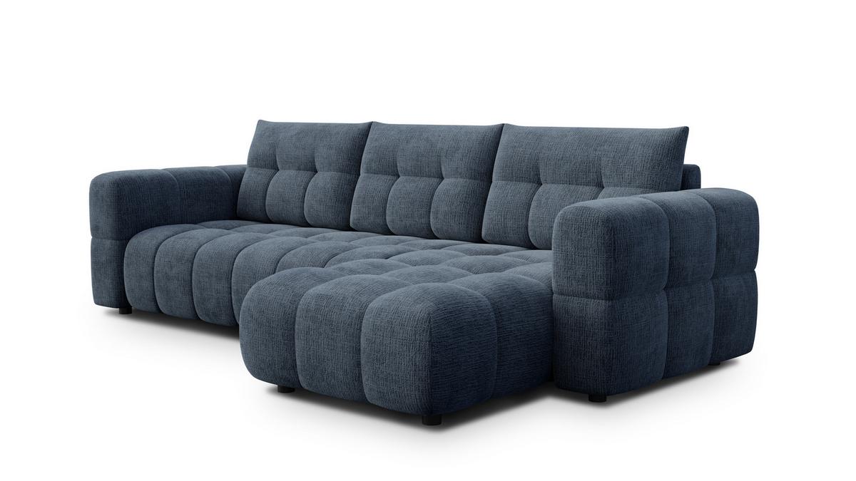 ECKSOFA CLOUDI 4-Sitzer rechts, marineblau - Blau/Schwarz, Holz/Textil (294/160cm) - Wozimo