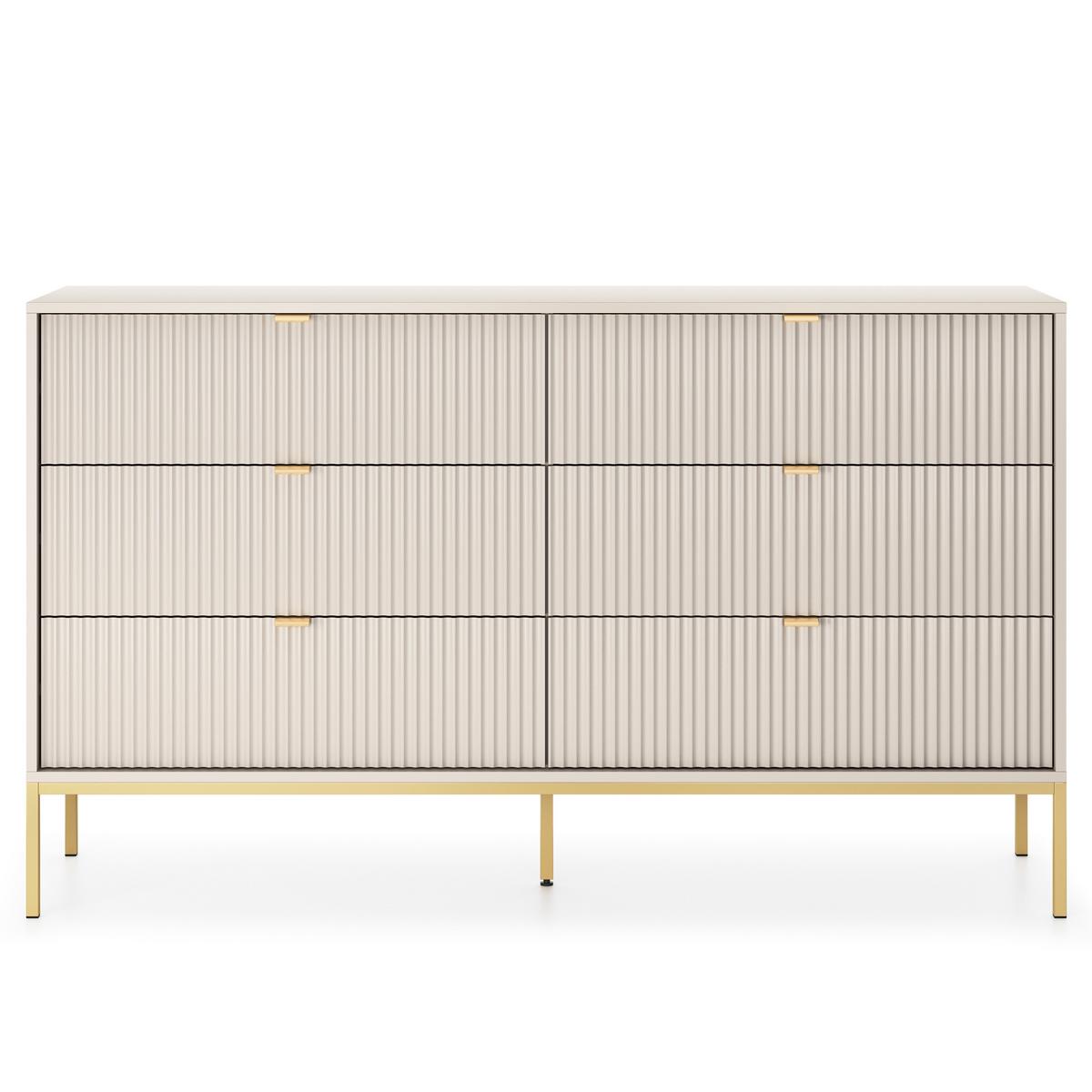 SIDEBOARD STELLARE 154/91/39cm mit 6 Schubladen Kaschmir - Kaschmir/Goldfarben, Holzwerkstoff (154/91/39cm) - MASSENO