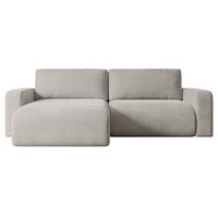 ECKSOFA mit Schlaffunktion und Bettkasten KLEEA-L - 247x143x83 cm Hellbraun Velours - Hellbraun/Schwarz, Holzwerkstoff/Kunststoff (247/143cm) - ALTDECOR