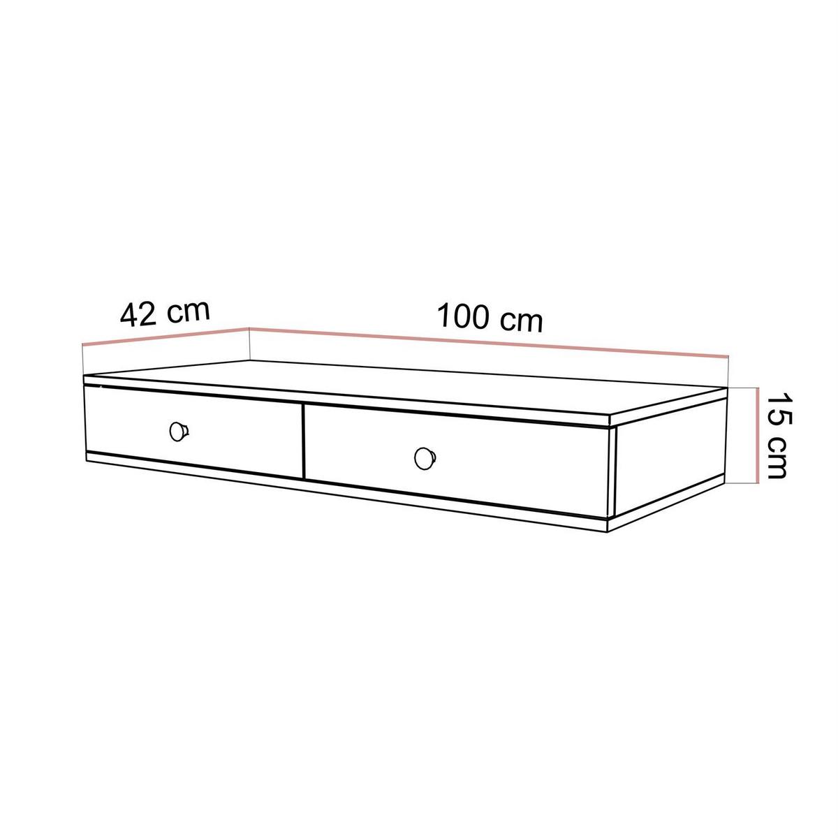 KONSOLE Glamour hängend mit Kristallgriff - Kaschmir/Transparent, Holzwerkstoff (100/15/42cm) - Lookway