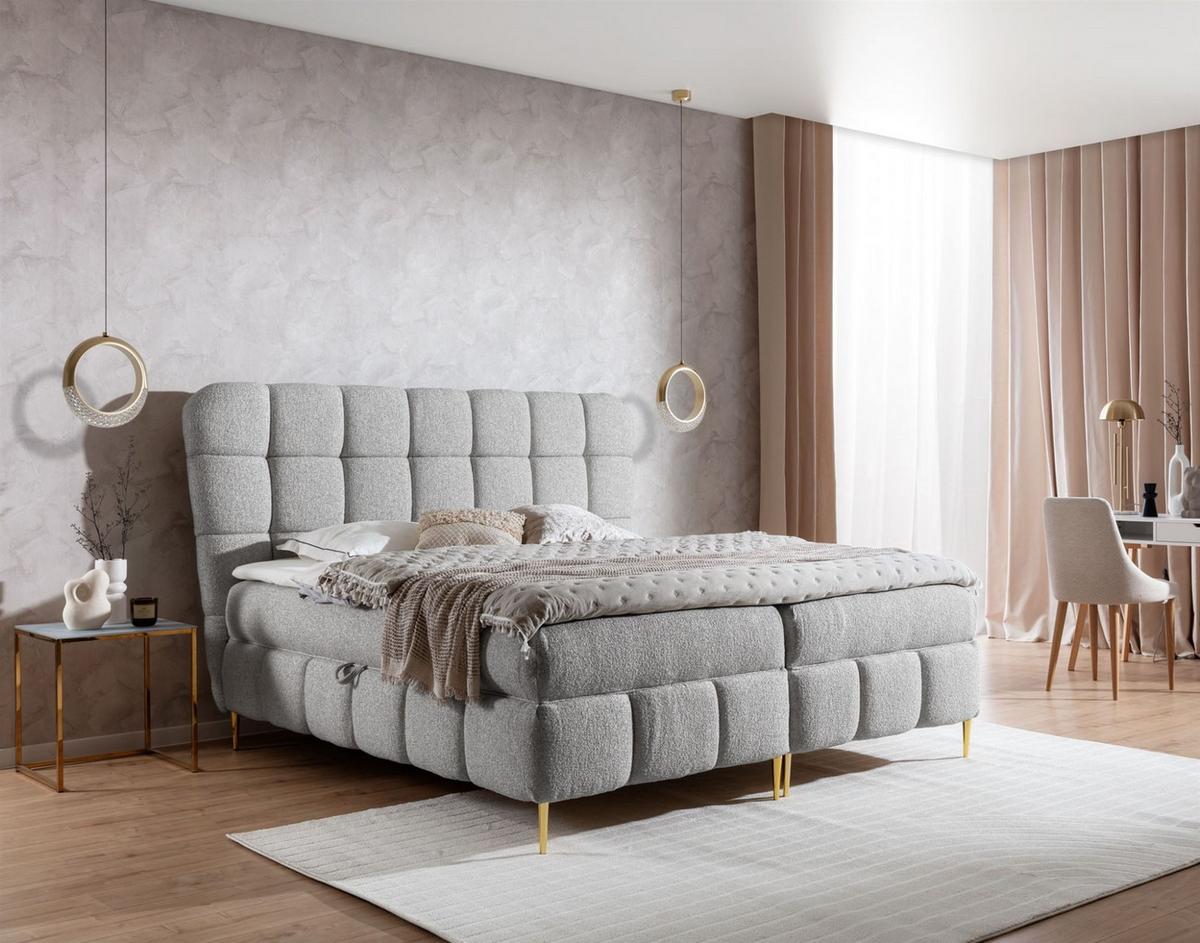 BOXBETT Grazia In Corbett - Silberfarben, Holzwerkstoff/Textil (180/200cm) - Fun Möbel