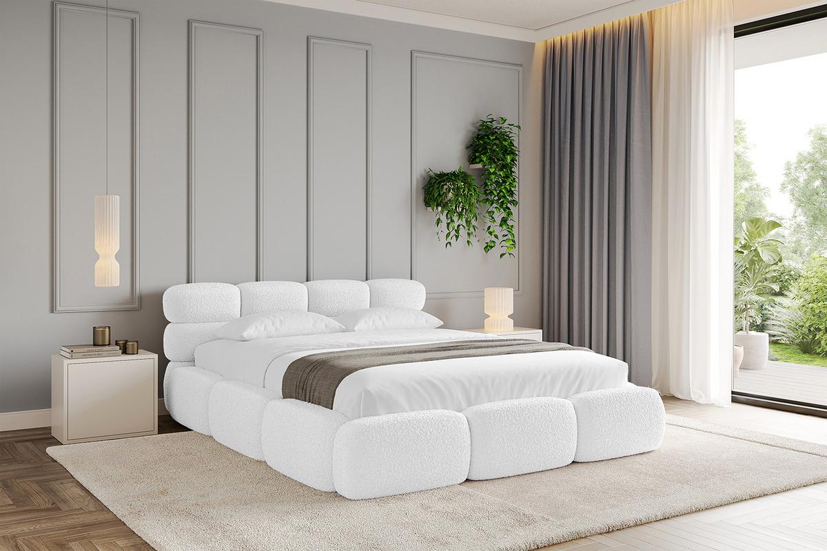POLSTERBETT mit Bettkasten und Lattenrost, Boxbett ohne Matratze - NOMA 120x200 Weiß - Weiß, Holzwerkstoff/Textil (120/200cm) - ALTDECOR