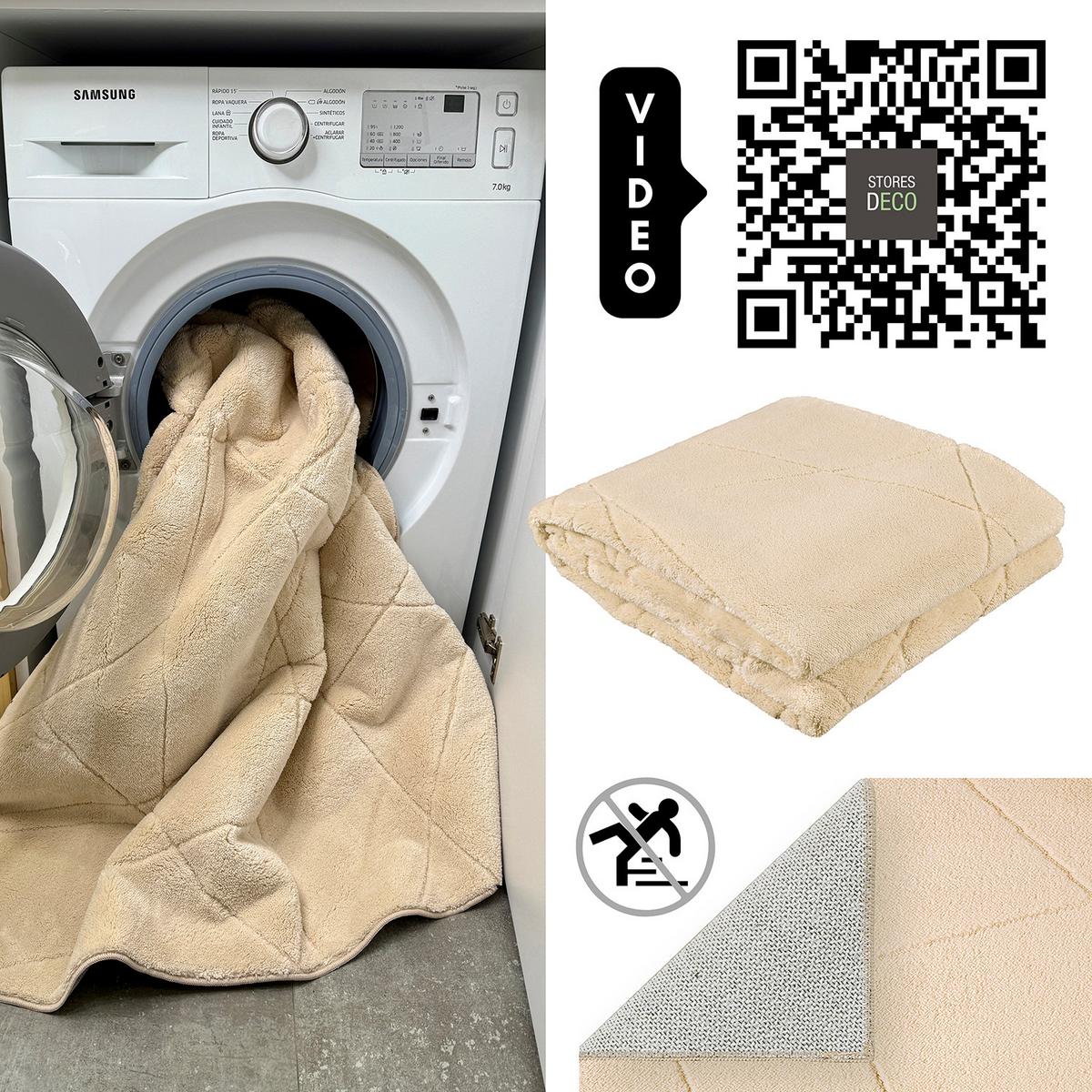 HOCHFLORTEPPICHE Waschbarer ULTRASOFT Beige 120 x 180 cm - Beige, Textil (120/180cm) - STORESDECO