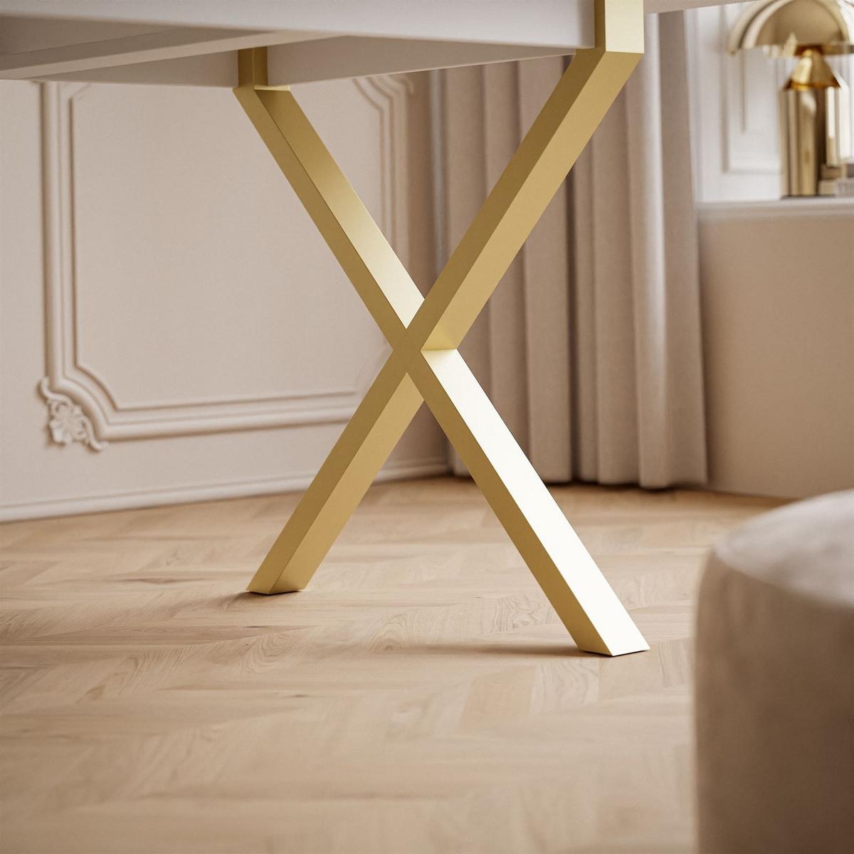 ESSTISCH ARTON GOLD II 140-195 cm für 6-8 Personen - Goldfarben/Schwarz, Holzwerkstoff/Metall (140/80/77cm) - Lookway