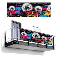 BALKON-SICHTSCHUTZ Straßenkunst - Bunt - Wand Windschutz 300x100 cm - Schwarz, Kunststoff (300/100cm) - MuchoWow