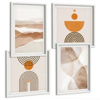 BILDER SET 4er Set - 50x50 cm & 40x60 cm Weißer Rahmen - Strukturen schattieren Minimalismus - Weiß, Kunststoff (50/50cm) - TULUP