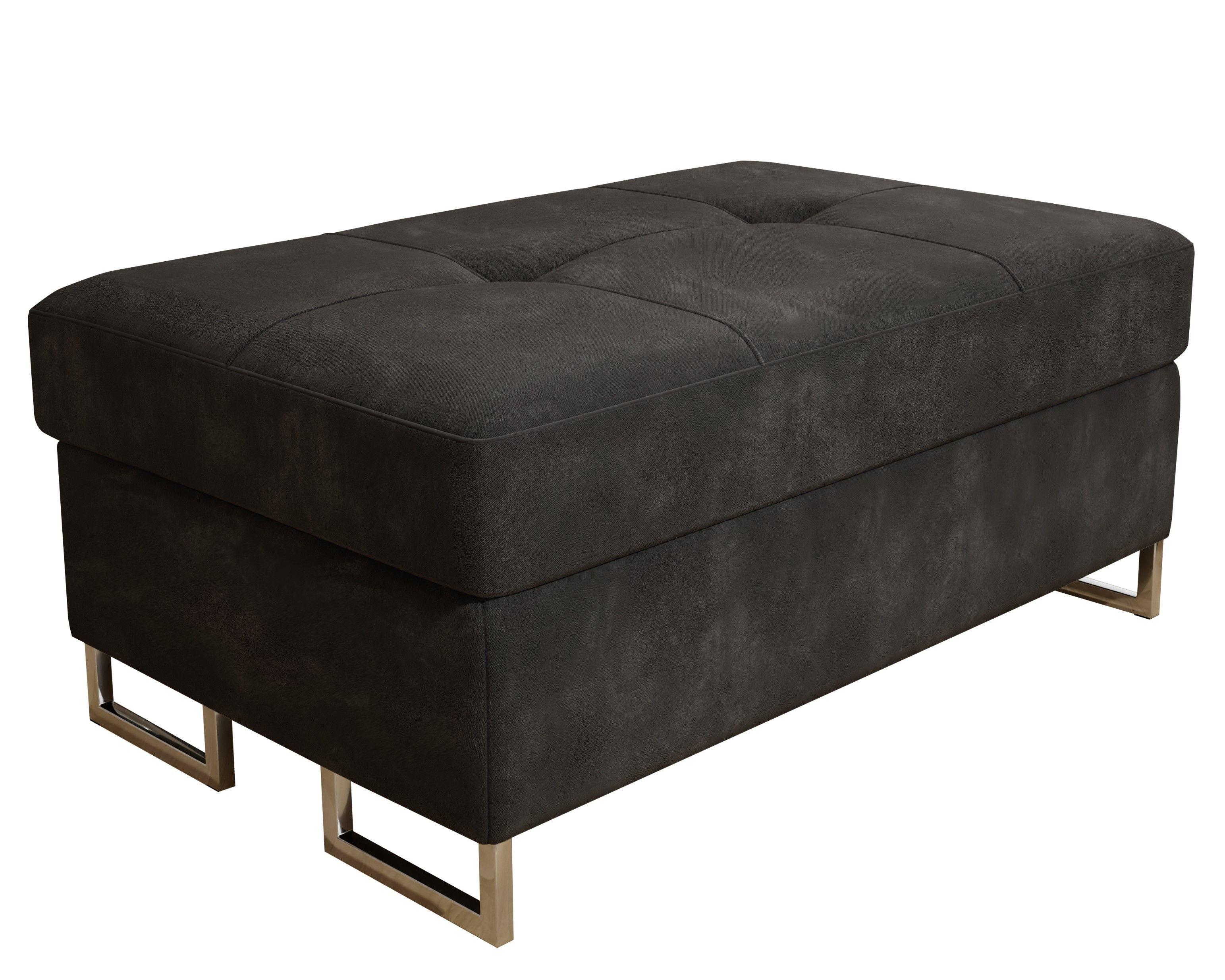 POLSTERHOCKER BARLET Schwarz 100x60 cm - Schwarz, Textil (100/41/60cm) - MASSENO