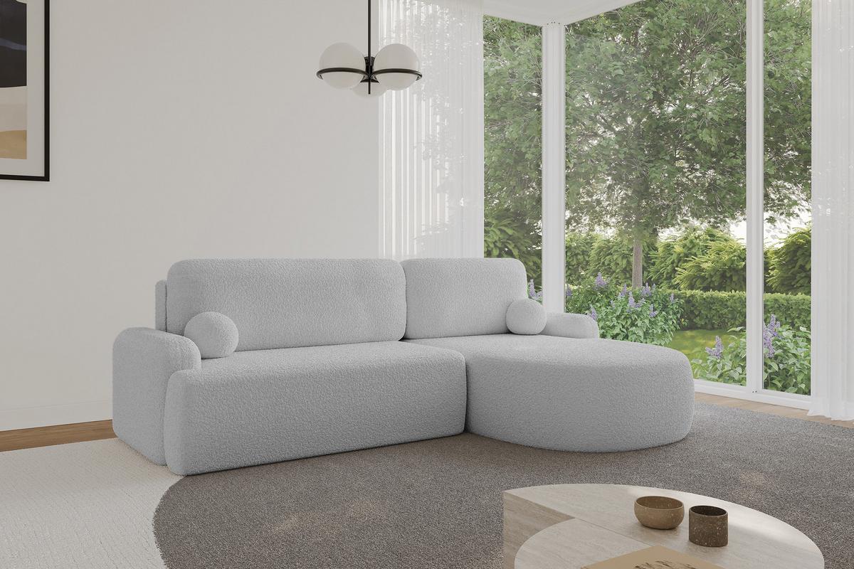ECKSOFA mit Schlaffunktion und Bettkasten LIRA-L - 264x172x89 Hellgrau - Hellgrau, Holzwerkstoff/Textil (172/264cm) - ALTDECOR