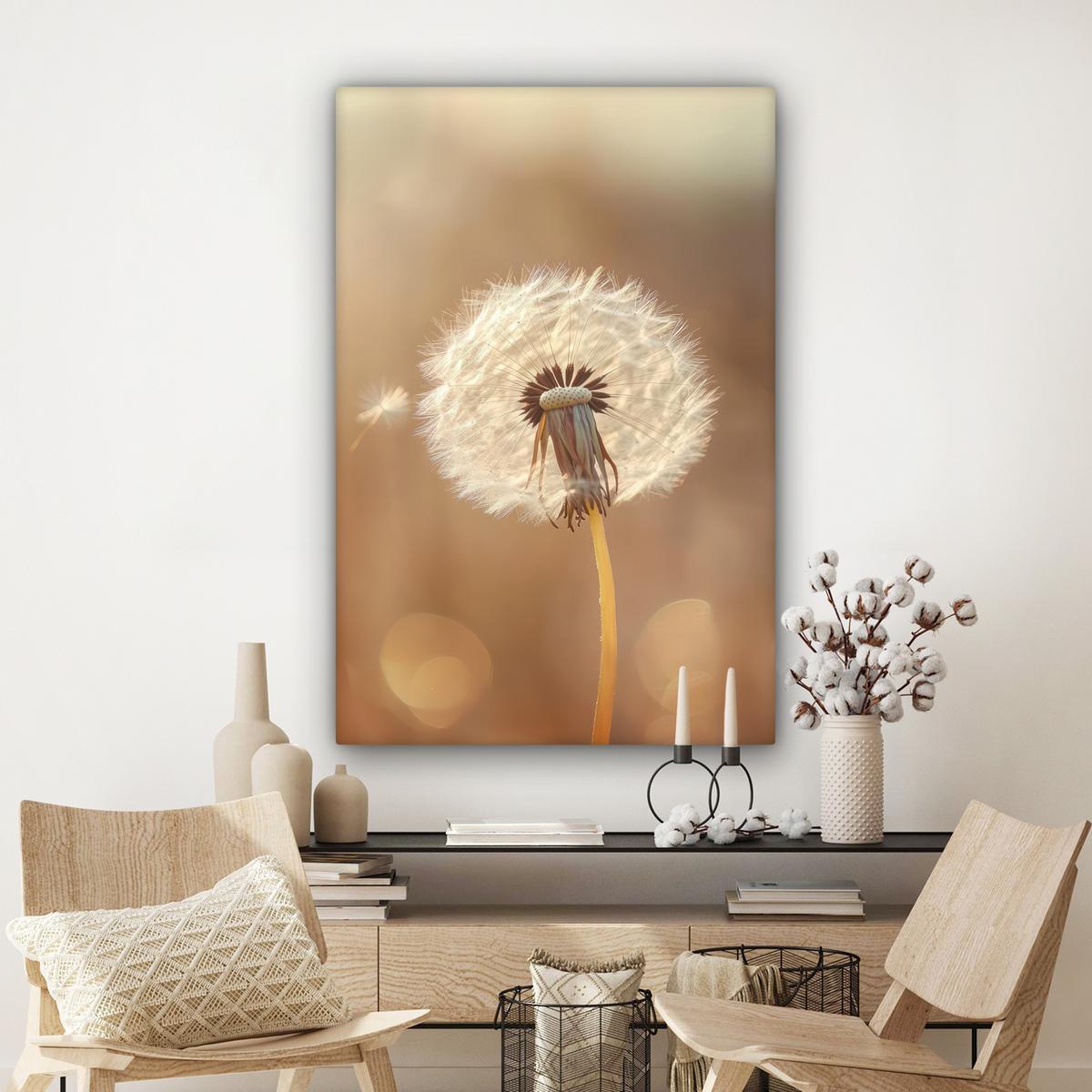 LEINWANDBILD Löwenzahn - Beige - Natur - Blume Deko XXL 80x120 cm - Hellbraun, Textil (80/120cm) - MuchoWow