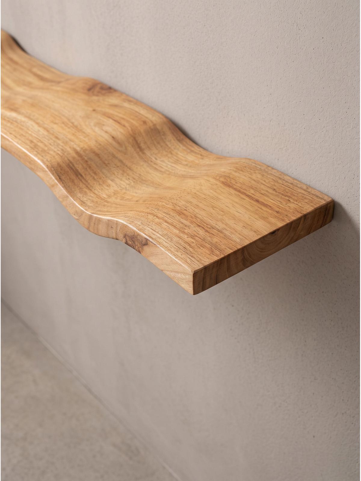 WANDREGAL LEVANTO, Akazie Massivholz, handgefertigt, 80 x 20 x 2,5 cm - Akaziefarben, Holz (80/2.5/20cm) - KADIMA DESIGN