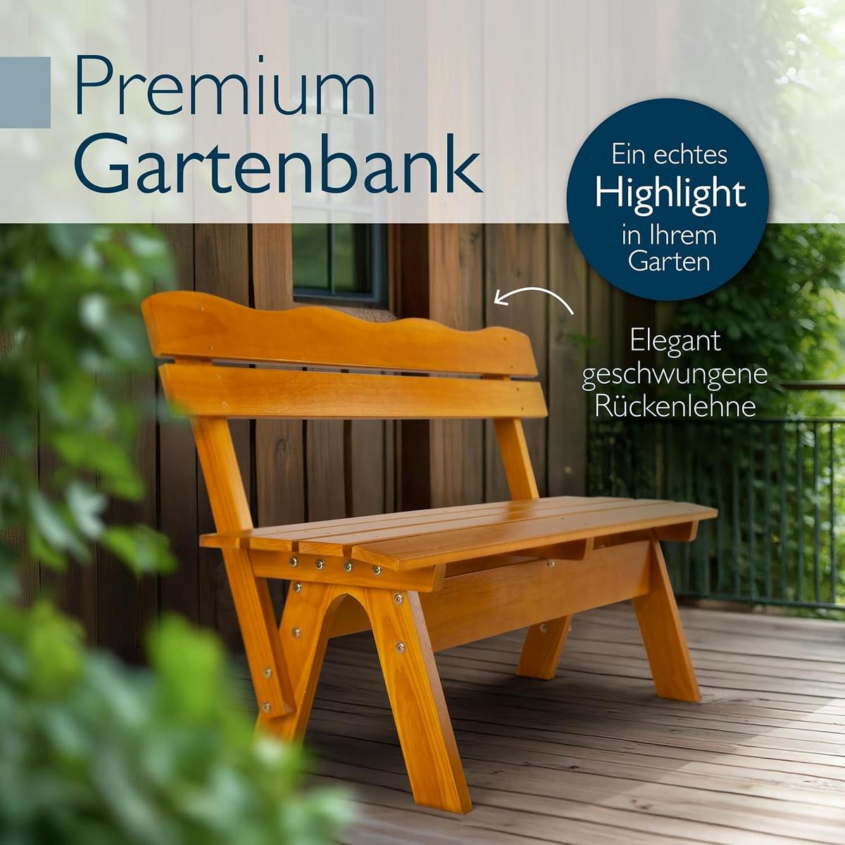 GARTENBANK Tromsö RD 120cm - Braun, Holz (42/60/120cm) - Beautissu 