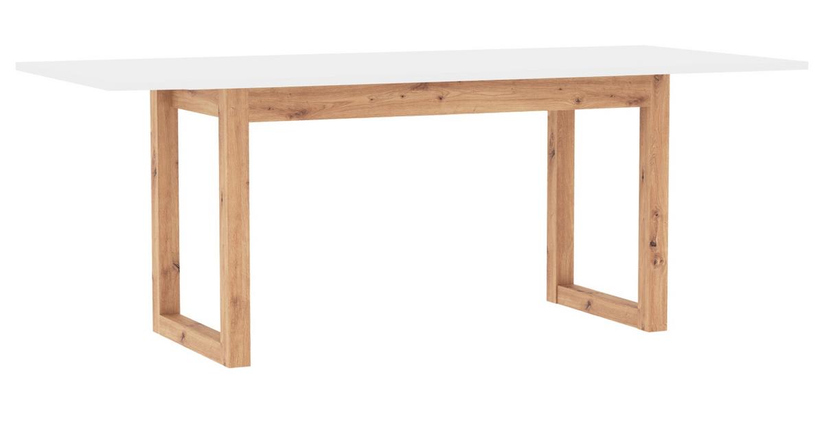 ESSTISCH weiß, Eiche Artisan 160/200 x 90cm, Küchentisch ausziehbar - Weiß/Eiche Artisan, Holzwerkstoff (90/160/75cm) - Furn.Design