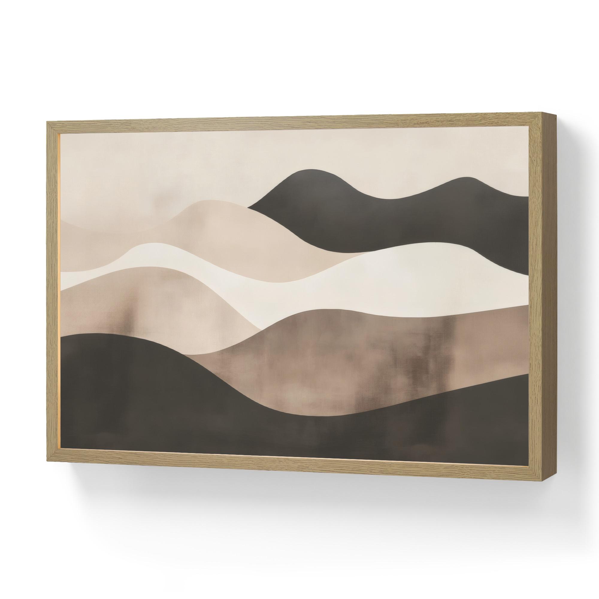 WANDLEUCHTE MIT AKKU Abstrakt - Landschaft - Wellen - Cremefarben 60x40 cm - Graubraun, Holzwerkstoff (60/40/8cm) - OnlyWow
