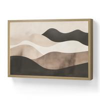 WANDLEUCHTE MIT AKKU Abstrakt - Landschaft - Wellen - Cremefarben 60x40 cm - Graubraun, Holzwerkstoff (60/40/8cm) - OnlyWow
