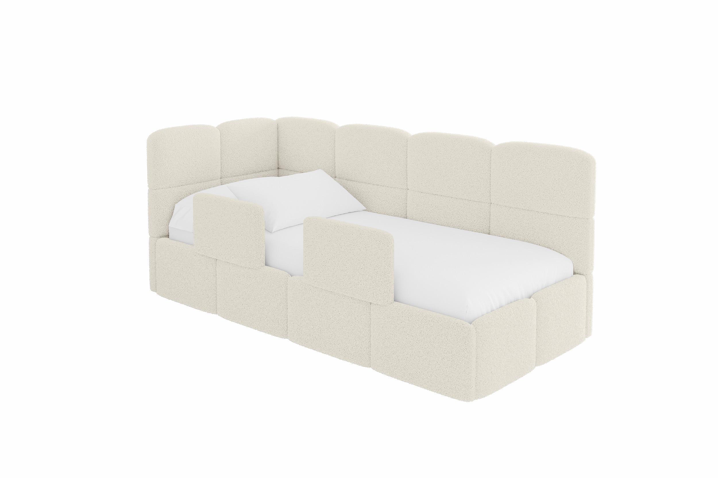EINZELLBETT Jugendbett mit Bettkasten, Rechts - KIVY 100x200 Beige - Creme, Holzwerkstoff/Textil (100/200cm) - ALTDECOR