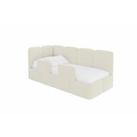 EINZELLBETT Jugendbett mit Bettkasten und Matratze H3/H4, Rechts - KIVY 80x200 Beige - Perlmutt, Holzwerkstoff/Textil (80/200cm) - ALTDECOR