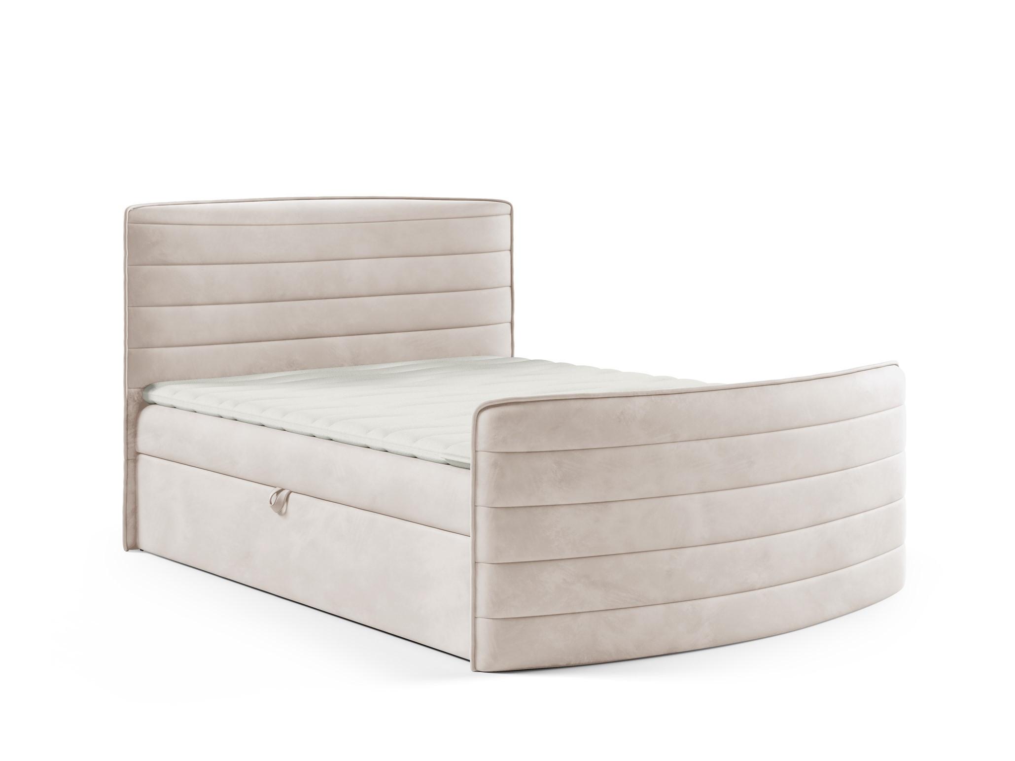 BOXBETT Ambra In Elisa Velvet - Creme, Holzwerkstoff/Textil (120/200cm) - Fun Möbel