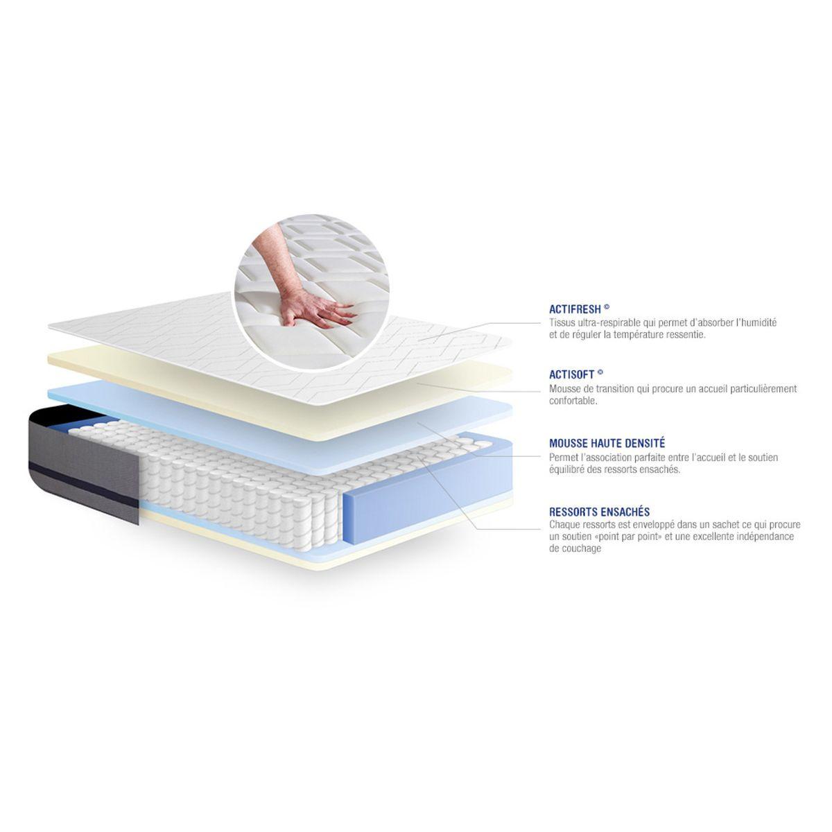 MATRATZE Actiflex soft Taschenfederkern 80 x 200 cm h2 - Weiß, Textil (80/200cm) - ACTISOM