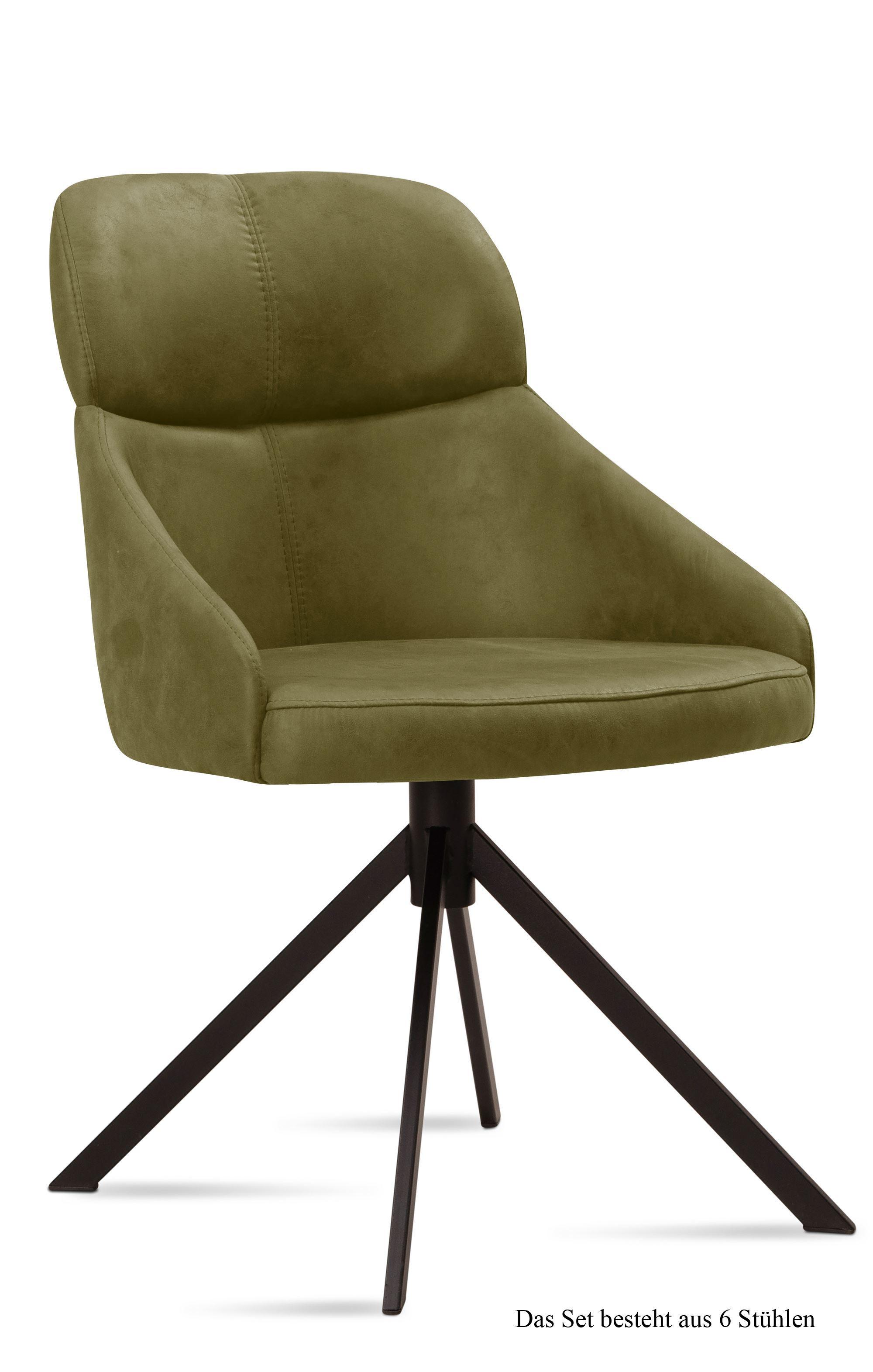 ESSZIMMERSTUHL (6er-Set) Deanna 52x82x63 Schwarz/Olivgrün - Schwarz/Olivgrün, Kunststoff (63/82/52cm) - 58aufmkessel