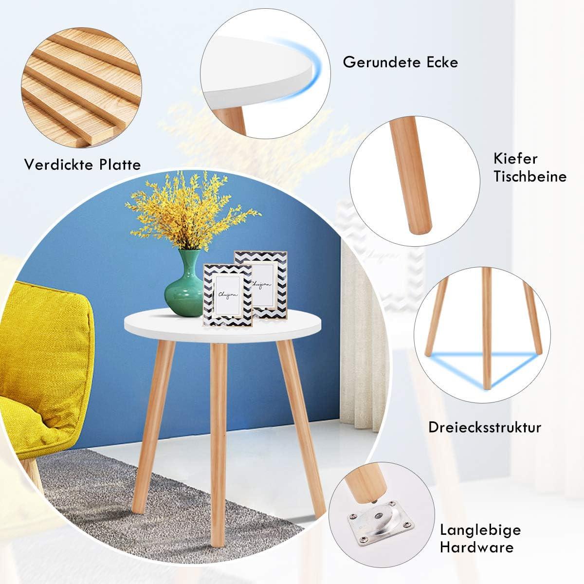BEISTELLTISCH Weiß - Weiß, Holzwerkstoff (40/40/48cm) - COSTWAY