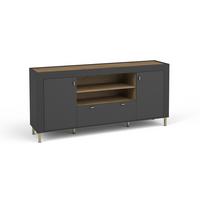 KOMMODE Monta mit 2 Türen und 1 Schublade, Schwarz - Schwarz, Holzwerkstoff (177/84/40cm) - Beautysofa