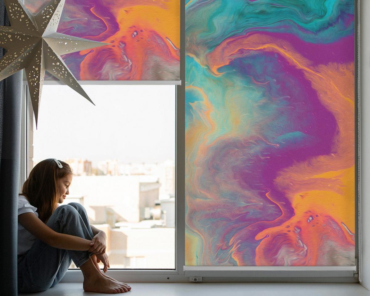 INNENROLLO - Fensterrollo - Rollo - 100x100 cm - Farbverschwimmen - Blau, Kunststoff (100/100/0.5cm) - TULUP