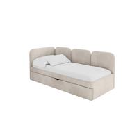EINZELLBETT Jugendbett mit Bettkasten, Rechts - ALVY 100x200 Beige - Sandfarben, Holzwerkstoff/Textil (100/200cm) - ALTDECOR