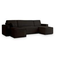 WOHNLANDSCHAFT PESANO M Braun Velours-Stoff mit Schlaffunktion - Braun, Holz (306/85/140cm) - MASSENO