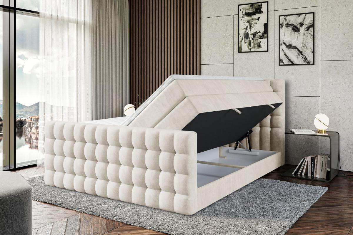 BOXSPRINGBETT VIONE-Z KING - 140 x 200 - H3/H4 - Ecru - Ecru, Holzwerkstoff (140/200cm) - ALTDECOR