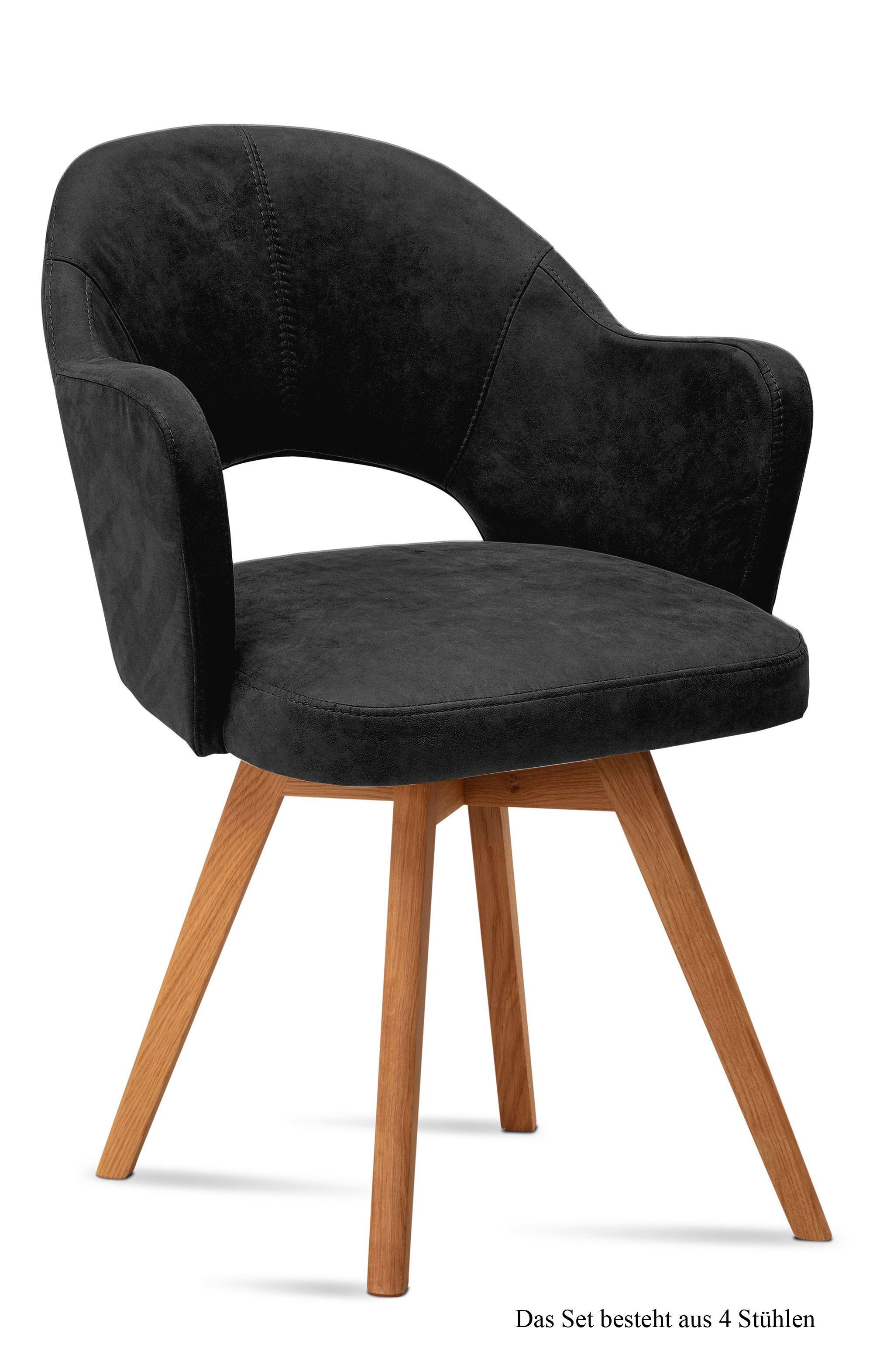 ARMLEHNSTUHL (4er-Set) Dolly 59x87x61 Eiche geölt/Anthrazit - Eichefarben/Anthrazit, Kunststoff (61/87/59cm) - 58aufmkessel