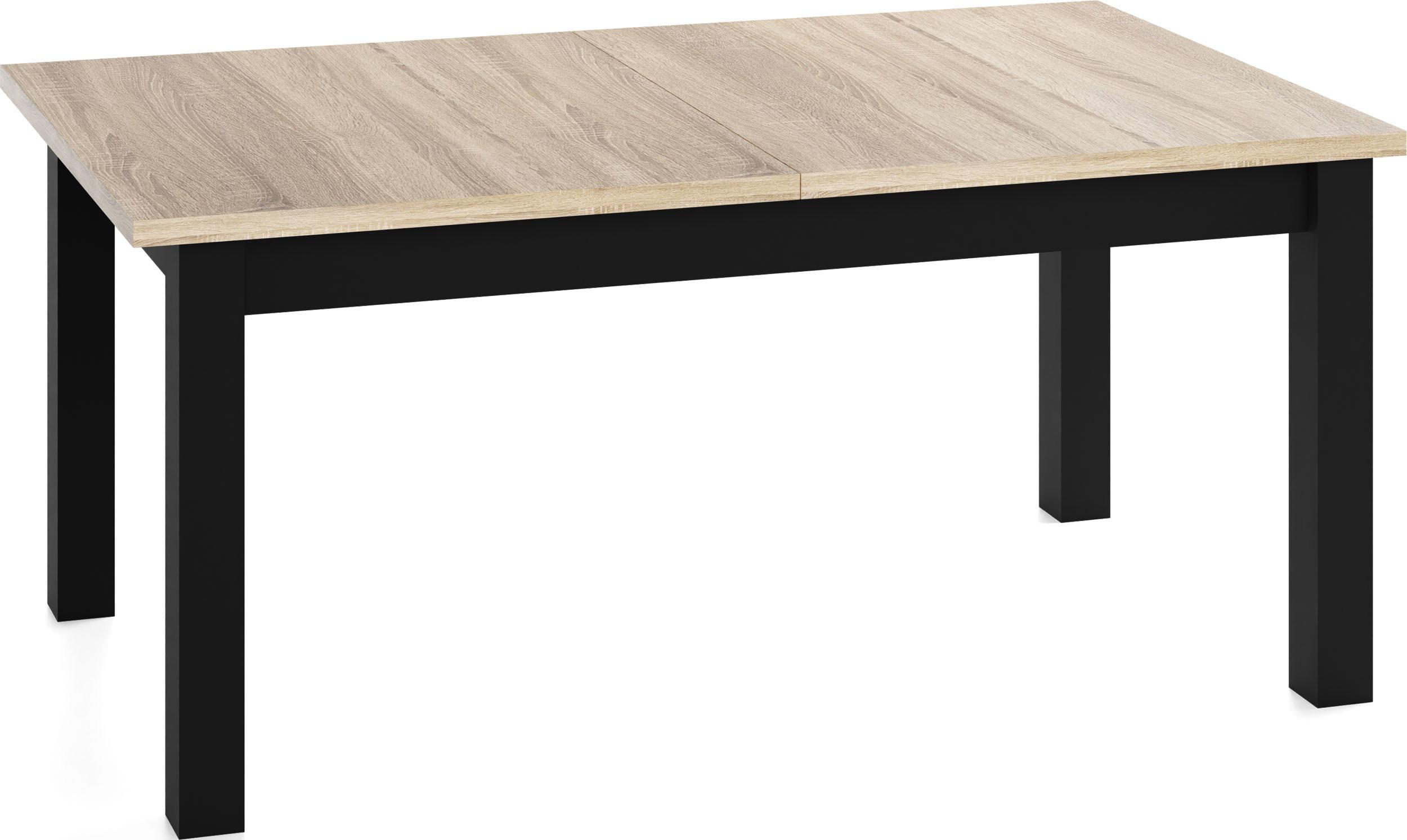 ESSTISCH Lindberg ausziehbar verlängerbar rechteckig, Eiche Sonoma Hellbraun 200-300/100/77 cm - Schwarz/Sonoma Eiche, Holz/Holzwerkstoff (100/300/76.5cm) - WFL GROUP