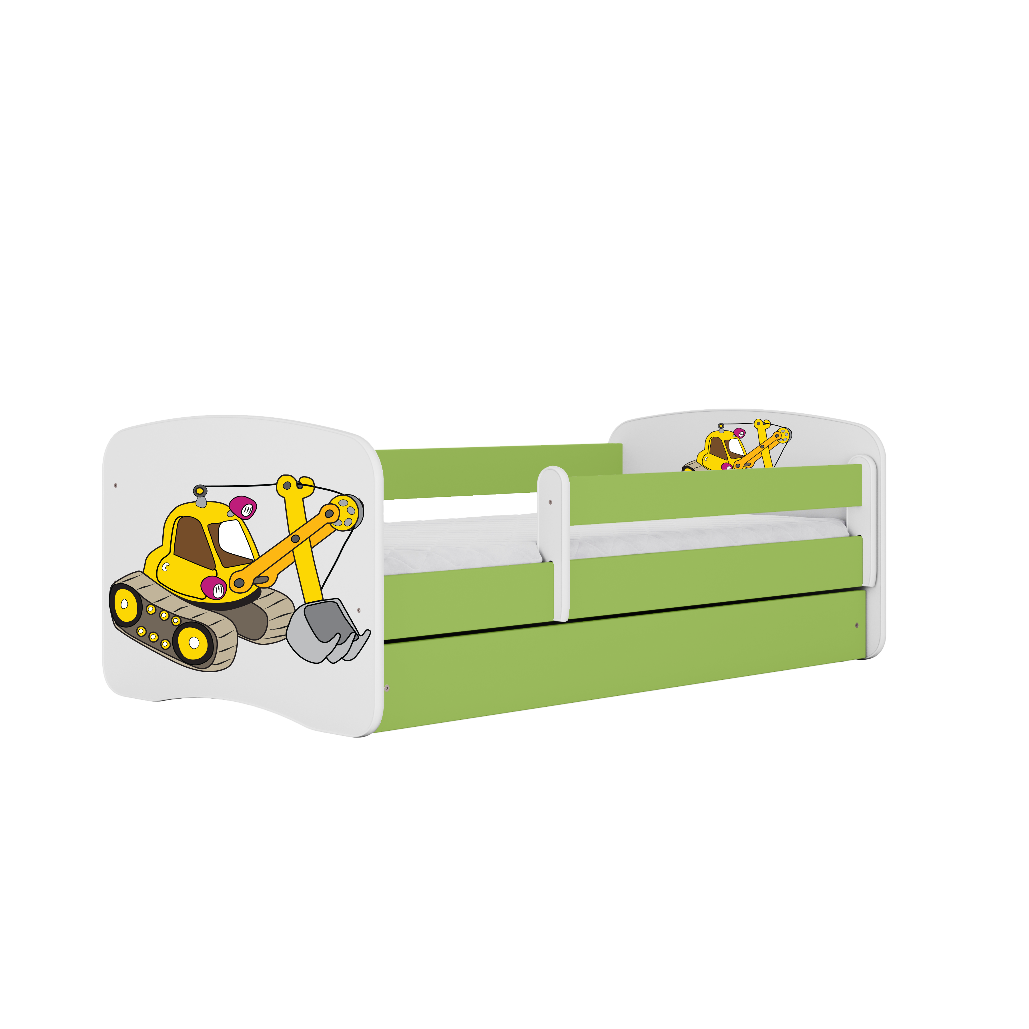 KINDERBETT Bagger mit Schublade 180/80 90/61/184 - Grün, Holzwerkstoff (80/180cm) - RAUMHIRSCH FURNITURE