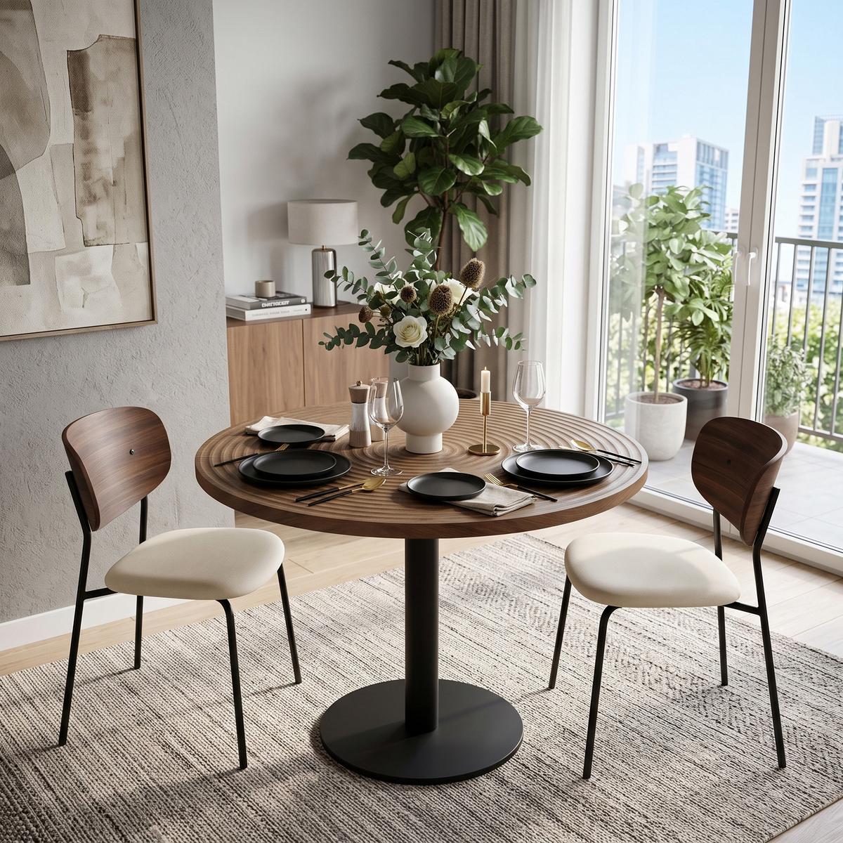 ESSTISCH Rund 80cm Holzoptik Tulpen-Design Moderner Beistelltisch - Naturfarben, Holzwerkstoff/Metall (80/80/76cm) - Urban Meuble