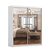 SCHWEBETÜRENSCHRANK Multi 20 Weiß/Weiß mit Spiegel 183 cm - Alufarben/Weiß, Glas/Holzwerkstoff (183/218/61cm) - imoebel24