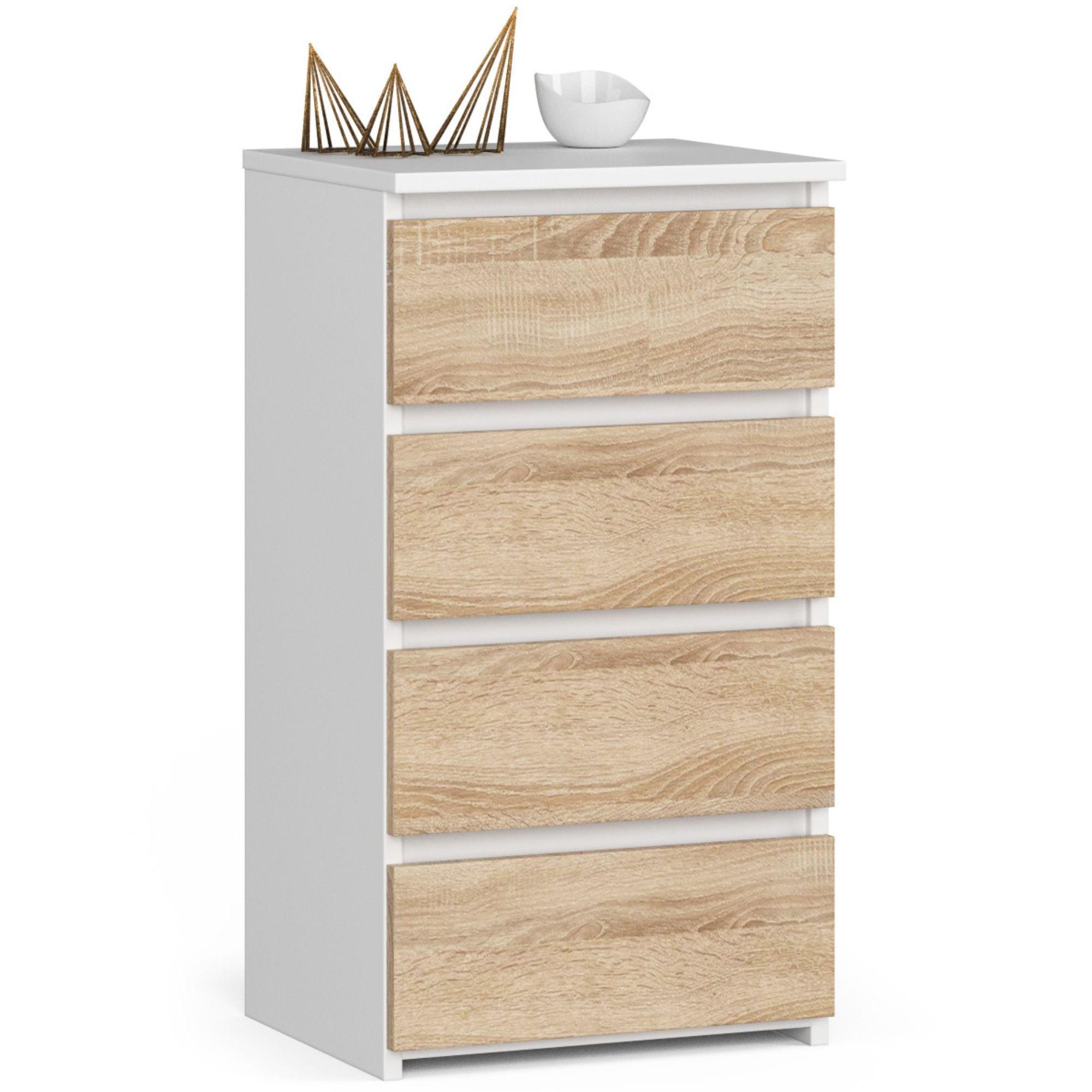 KOMMODE Weiß, Eiche Sonoma 74/40/35 - Weiß, Holzwerkstoff (40/74/35cm) - RAUMHIRSCH FURNITURE