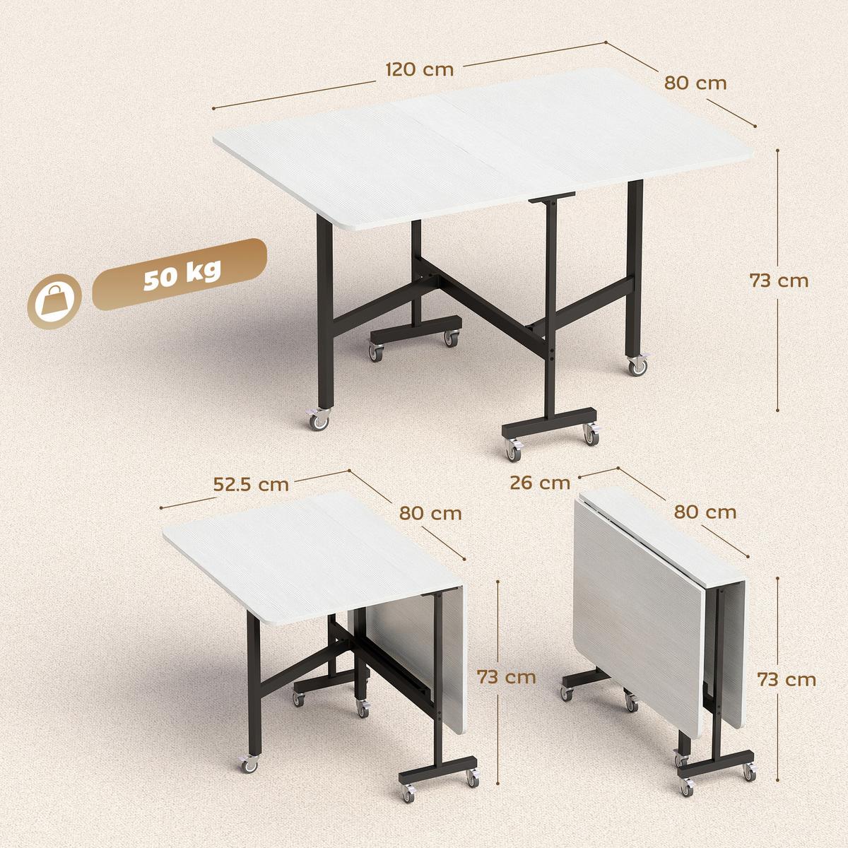 ESSTISCH Spanplatte Stahl Weiß - Schwarz/Weiß, Holzwerkstoff/Metall (120/80/73cm) - HOMCOM