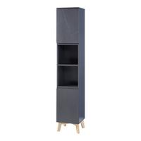 HOCHSCHRANK Overath - Naturfarben/Grau, Eichenholz/Holzwerkstoff (30/160/30cm) - [en.casa]