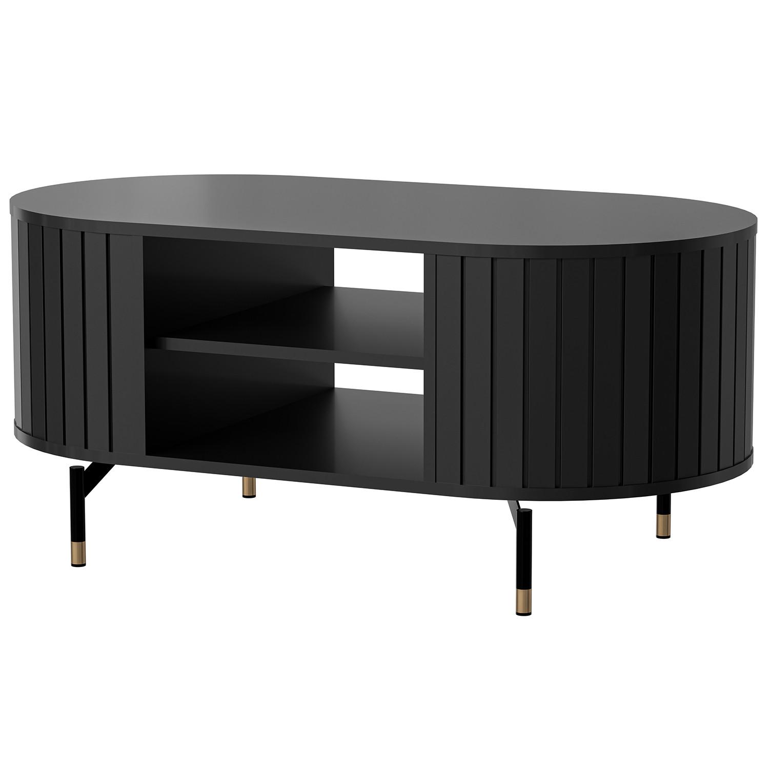 COUCHTISCH Zalia mit Ablagefächern für Wohnzimmer, im Retro-Stil, Schwarz - Schwarz, Holzwerkstoff (56/104/47cm) - Beautysofa