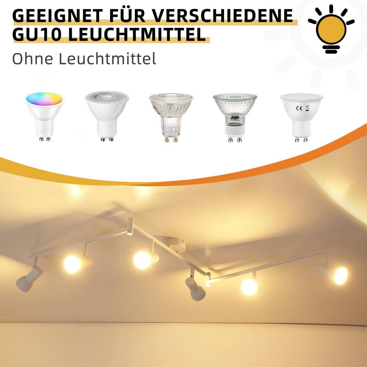 DECKENSTRAHLER Lemons 6-flammig 150/8/18.5cm - Weiß, Metall (150/8/18.5cm) - Nettlife