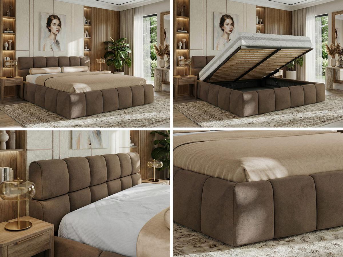 POLSTERBETT NIRA CLASSIC 200/200 - Braun Velvet - Multipocket-Matratze - Braun, Textil (200/200cm) - MKS